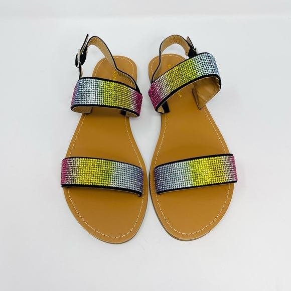 Shoe Republic LA Women Rhinestone Slide Sandals - Picture 3 of 12
